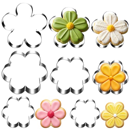 8 Pcs Flower Cookie Cutter Set Floral Shaped Cookie-Cutter Mold for Cake Decoration Birthday Gifts