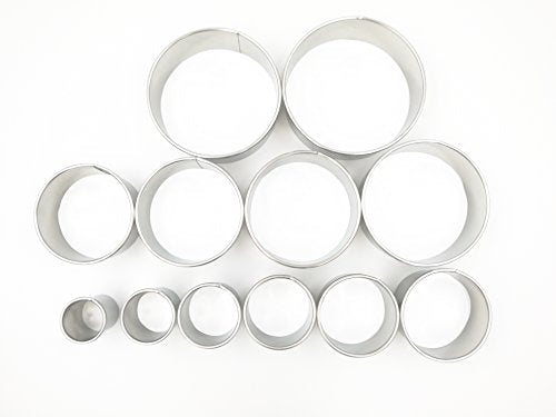 Commercial Grade Plain Round Cookie Pastry Cutter Set 12PC