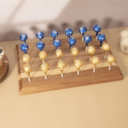 Cake Pop Stand for Drying 24 Holes Lollipop Display Stand Holder - color: Brown