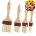 Pastry Brushes for Baking Basting Brush with Boar Bristles and Beech Hardwood Handles Culinary Oil Brush for Barbecue Butter Grill BBQ Sauce Baster Marinade Kitchen Food Cooking Brushes - 4PCS - color: 1 inch & 1.5 inch & 2 inch & 3 inch - 4PCS