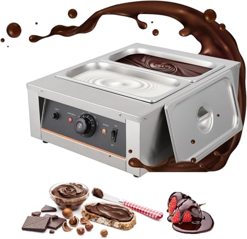 Chocolate Melting Pot 1500W -4.12 QT *2 Tanks, Temp Control 86~176℉, Stainless Steel Electric Commercial Food Warmer for Chocolate/Milk/Cream Meltingream Melting - size: 4.12 QT*2