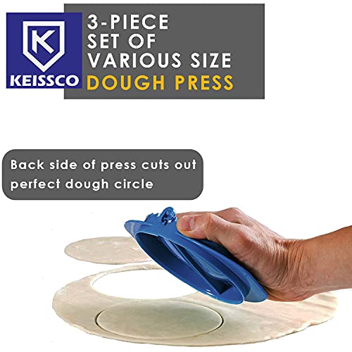 KEISSCO Dough Press, Set of 3 Empanada Press Dumpling Maker Dough Cutter Dumpling Mold for Dumpling, Calzone, Ravioli, Empanada, Pierogi, Turnover & Meat Pie