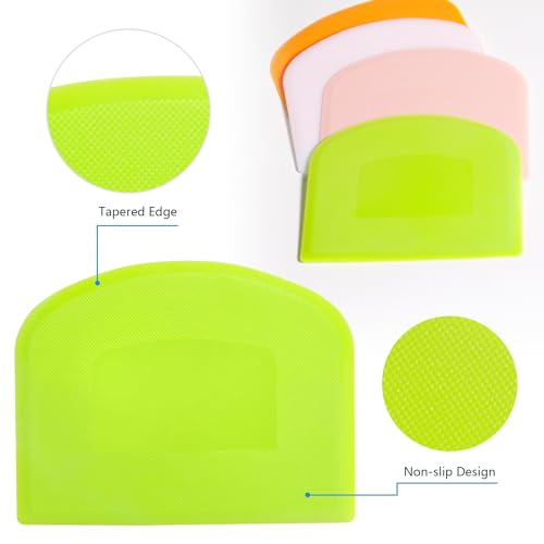 Dough Scraper 4 PCs PE Plastic Bench Scraper Flexible Bowl Scraper