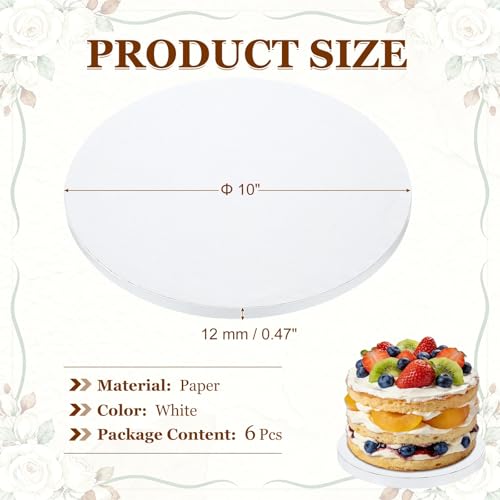 uxcell 6Pcs Cake Boards 10" Round Cake Drums Oil-Proof, White - color: White, size: 10 Inch