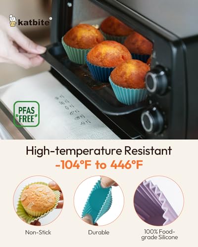 Katbite Silicone Cupcake Liners 24 Pack, Reusable Muffin Baking Cups - size: Soft Pale 24
