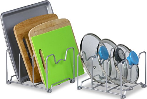 Simple Houseware Cabinet Bakeware Organizer Rack Holder, 2 Pack, Silver - color: Sliver