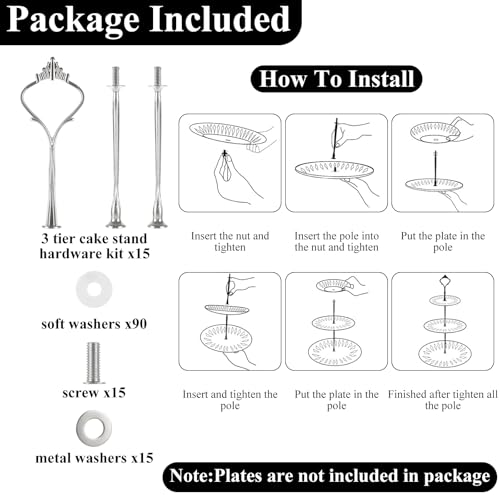 QTLCOHD 15 Set 3 Tiered Tray Hardware Kit, Zinc-Alloy Heavy Duty