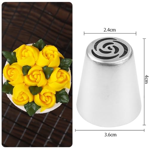 7 Pcs Stainless Steel Russian Piping Tips Set Flower Cake Piping Tips Cake Frosting Nozzles Cake Icing Decorating Tips Baking Nozzles