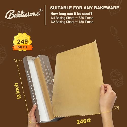Baklicious 13inch x 242ft Unbleached Non-Stick Parchment Roll 2-Pack - size: 13inch-2pack