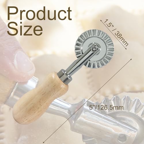 2Pcs Pasta Cutter Fluted Pastry Wheel Roller, 1.5 Inch Diameter
