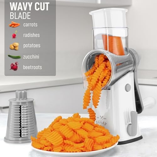 Rotary Cheese Grater Hand Crank, Vegetable Shredder - White & Gray - color: 04 - Gray and White