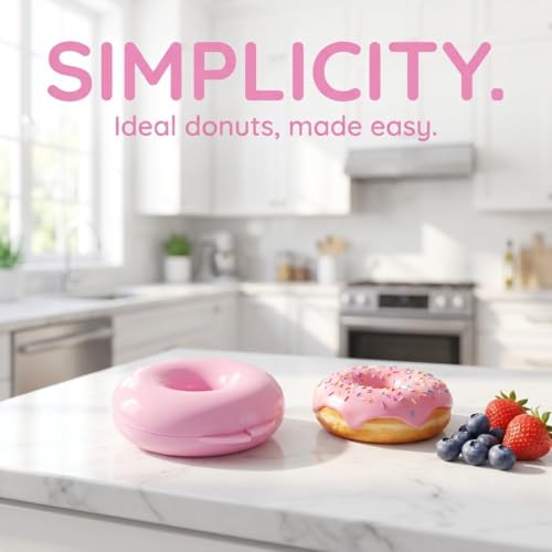 2 Pack Donut Baking Mold, Round Plastic Press Doughnut Cake Pan with Flip Design,Pink Blue for Bagel Bread Pastry DIY