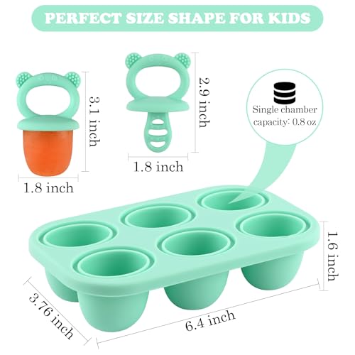 HUAKENER Mini Popsicle Molds, Silicone Popsicle Mold for Toddlers - color: Green
