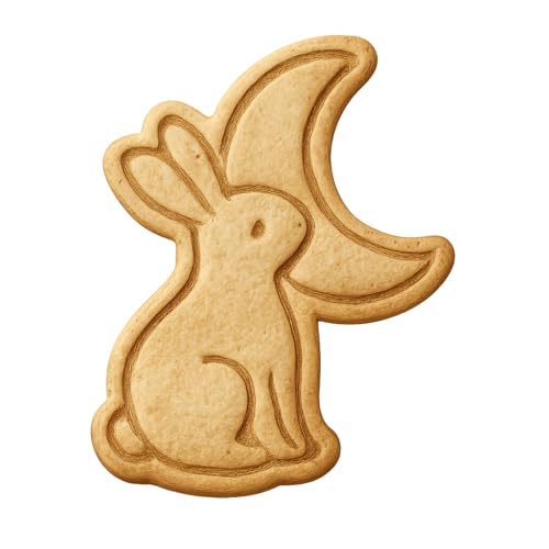 Bunny and Moon Gazing Cookie Cutter & Stamp - 4x3" Creative Baking Set