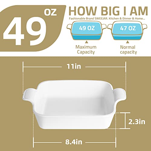 Sweejar Ceramic Baking Dish, 8 x 8 Cake Baking Pan for Brownie, Porcelain Square Bakeware with Double Handle for Casserole, Lasagna, Family Dinner (Navy) - color: Navy, size: Square 8IN
