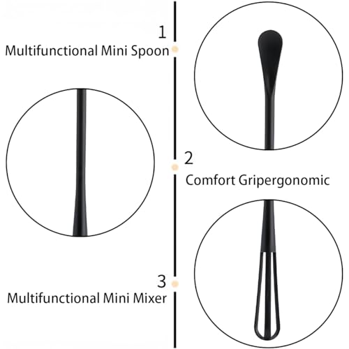 8 PCS Multifunctional Mini Whisk Mini Spoon Small Whisks 2 in 1 Whisk Utensil Mini Sugar Spoon Whisks Set Non Scratch Coated Kitchen Tools for Cooking Blending, Baking, Beating - size: 8.6x0.78 in