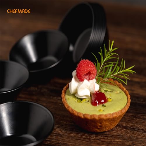 CHEFMADE Mini Egg Tart Pan Set, Non-Stick 3 Inch 12Pcs Round Tart Molds for Baking, Mini Baking Pans for Egg Tarts, Cupcakes, Quiche, Oven & Air Fryer Safe (Black) - size: 3" Round Tart 12Pcs