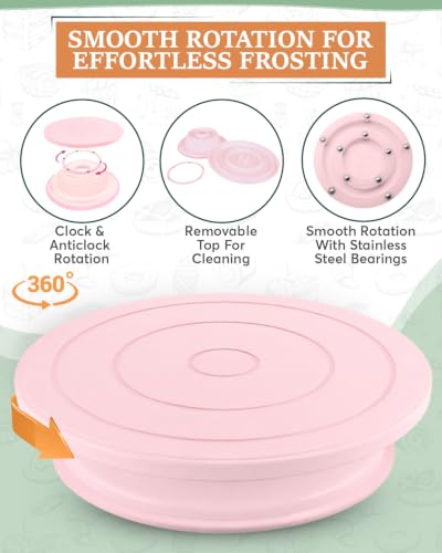 RFAQK 90PCs Cake Decorating Kit with Video Course for Beginners & Pros - color: Light Pink