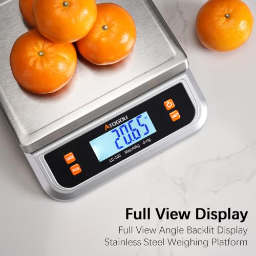 Atogou 88lb Food Scale, Commercial Kitchen Scale Plug-in Usable - size: Silver 88 lb (40 kg)