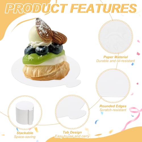 uxcell 300 Pcs Mini Cake Board w/Tab 3 Inch Cardboard Cake Base White - color: White, size: 3 Inch