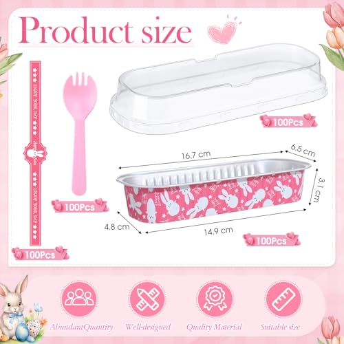 Tioncy 100 Pcs Mini Loaf Pans with Lids Spoons, Easter Bunny - style: Easter Bunny