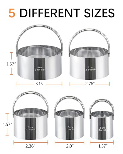 Biscuit Cutter Set with Handle, 5pcs Cookie Cutters - style: 5 Sizes - Flat