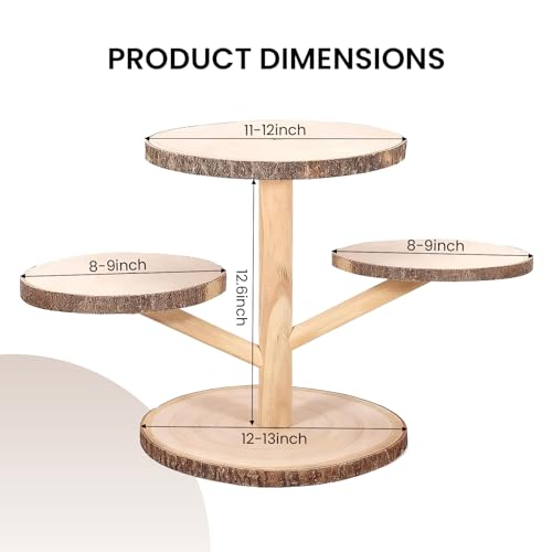 4 Tier Round Wooden Cupcake Stand Cup Cake Tower Stand Holder