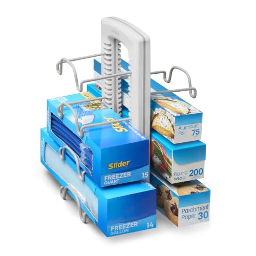 YouCopia WrapStand, Adjustable Kitchen Wrap, Foil and Bag Box Organizer for Kitchen Cabinet and Pantry Storage, White