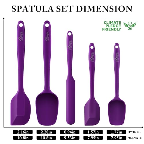 HOTEC BPA-Free Silicone Rubber Spatula Set, Purple, Set of 5 - color: Purple