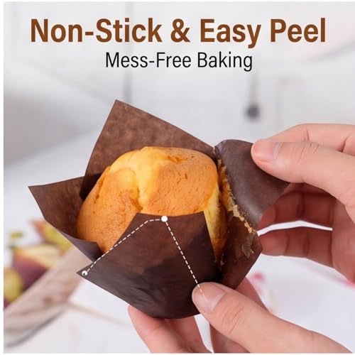3-Color Tulip Cupcake Liners,200 Count,4 oz Baking Cups for Wedding Cakes