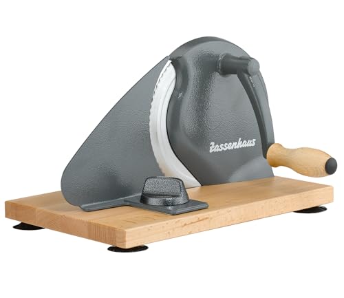 Zassenhaus Original Classic Adjustable Bread Slicer for Uniform Slices - Bread Slicer for Homemade Bread - 18/8 Stainless Steel Blade Sourdough Cutter - Gray, 11.75" x 8" - color: Gray, size: 11.75" x 8" x 4.7"