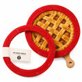Adjustable Silicone Pie Crust Shield Edge Protector 2 Pcs Red - color: Red