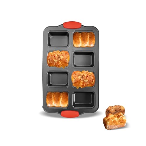 Mini Loaf Pans 8 Cavity Loaf Baking Pans With Silicone Handle Black - color: Black, size: 8 Cavity Mini Loaf Pan