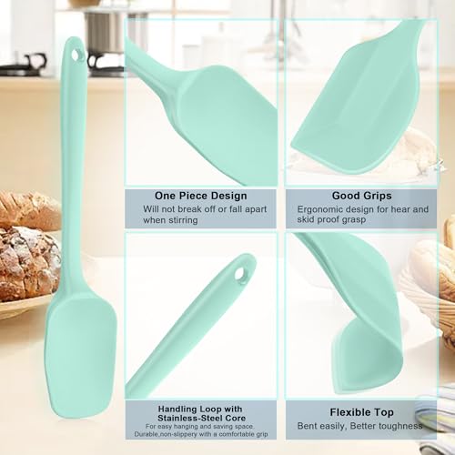 Silicone Spatula Set 6 Pack Food Grade Kitchen Utensils with Silicone Brush - color: Green