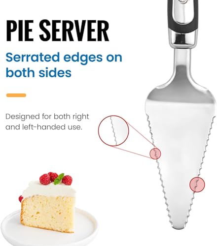 Pie Server Spatula and Cake Cutter Slicer, Stainless Steel Set - Kitchen Essentials for Cutting & Serving Desserts, Brownies, Lasagna (Black, 10 inches) - color: Black, size: 10 inches