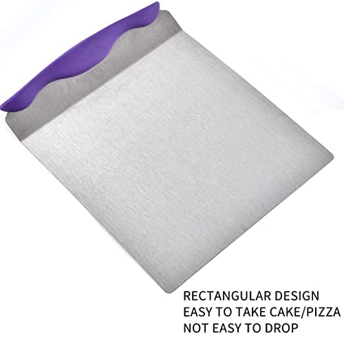 Cake Safe Lifter 7.8"x9.6" Stainless Steel Pizza Transfer Shovel Cookie Spatula - color: Purple