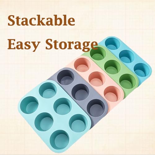 6 Cups Silicone Mini Muffin Pan Set, Nonstick Mini Cupcake Pans, 2pcs BPA Free Small Muffin Tin for Baking - color: Set of 2--6 Cups (Blue+Green)
