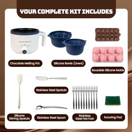 Electric Chocolate Melting Pot with Accessories & 2 BPA-Free Insert Pots
