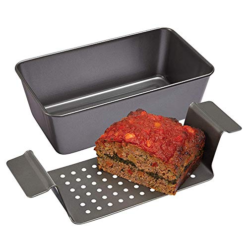 double-piece healthy meat pie baking pan, with drip tray, grey 12.2-inch non-stick cooking pan, rectangular meat pie tray, non-stick carbon steel baking pan, with pull-out serving function