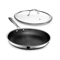 HexClad 12" Hybrid Nonstick Frying Pan with Lid, Dishwasher & Oven Safe - size: 12-inch, style: Pan + Lid