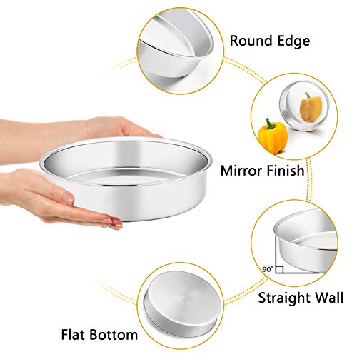 TeamFar 9½ Inch Cake Pan, 3 Pcs Stainless Steel Round Tier Cake Pans Set - size: 9.5 inch