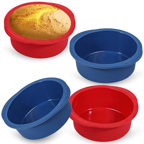 Webake 5 inch Cake Pan for Baking Nonstick Round Cake Pans, LFGB Platinum Silicon Air Fryer Baking Pan Set of 4 - size: 5 Inch