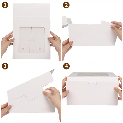 Moretoes 15 Sets Cake Boxes, 10"x10"x5" Bakery Boxes with Cake Boards - size: 15pcs-10*10*5in