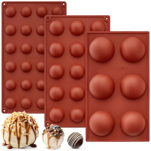 Semi Circular Silicone Chocolate Molds, 3Pcs, 6/15/24-Cavity - color: 3 Sizes Set