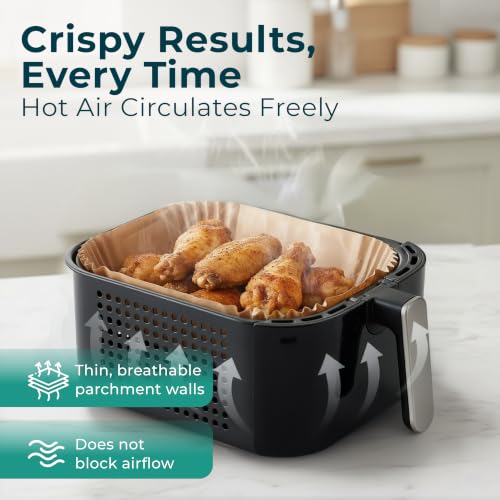Air Fryer Liners Disposable Large 10.6” Rectangle for 8-12 QT Basket 128 Pcs - size: 10 inch - Rectangle