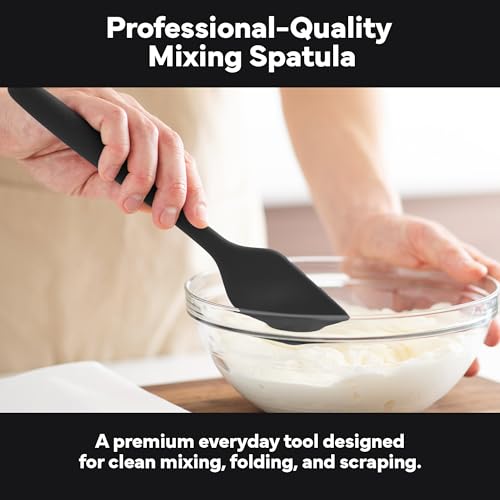 Misen Nonstick-Safe Silicone Spatula - Dishwasher Safe, Heat Resistant - Versatile Professional-Grade Kitchen Tool for Pancakes, Eggs, and Baking - Strong, Flexible, Durable Rubber Utensil - Black - color: Black