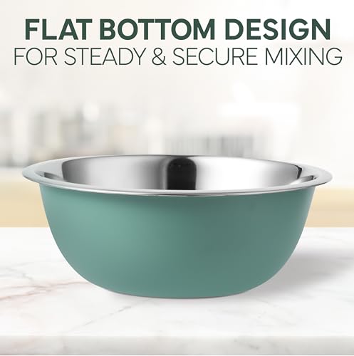 COOK WITH COLOR Stainless Steel Mixing Bowls Set - Nesting Bowls, 6 Pieces, Green - color: Green
