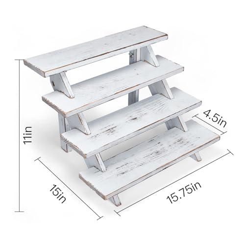 DAOYOUSKY 2Pcs Wooden Rustic Cupcake Stand for 24 Cupcakes, Stepped Wood Display Stand for Weddings, Tiered Party Table Display Riser for Food , Dessert, Cookie, Decor, Craft Show, White - color: White -2Pcs