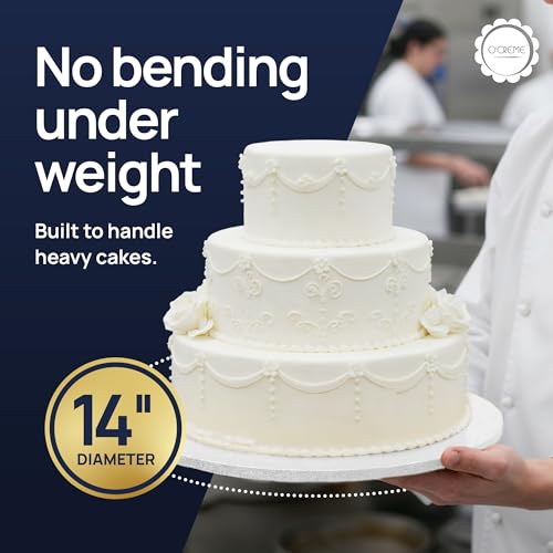 O'CREME Round Cake Drum Board 14 Inch White Wraparound 10-Pack - color: White, size: 14"