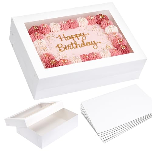 10pcs 14x10x4in Cake Boxes with Board, Rectangle Quarter Sheet Bakery Box - size: 14*10*4In